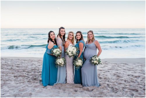 Bridesmaids on beach Satellite Beach Wedding
