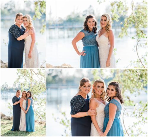 Bridesmaids walking by river Satellite Beach Wedding
