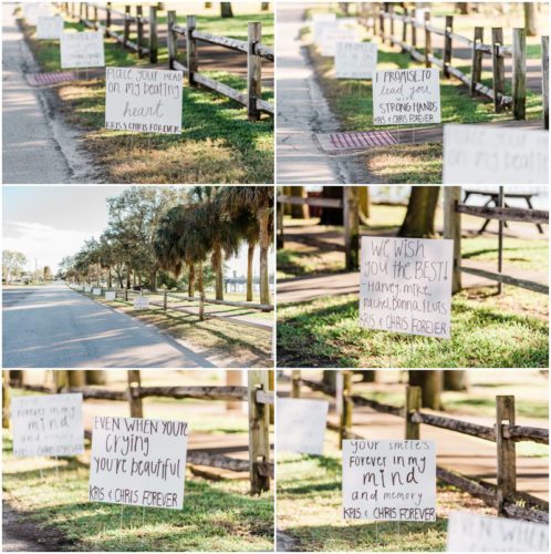 Signs along road Satellite Beach Wedding