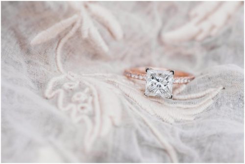rose gold engagement ring during Cocoa Beach surprise proposal