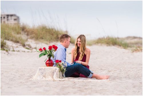 Sitting on beach during Cocoa Beach surprise proposal