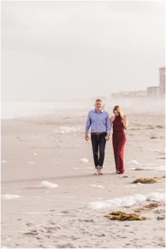 Couple on beach during Cocoa Beach Surprise Proposal