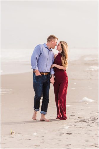 Couple on beach during Cocoa Beach Surprise Proposal