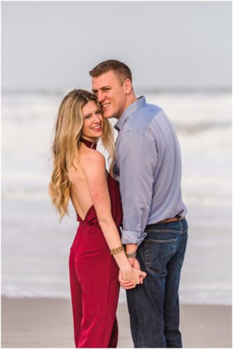 Couple on beach during Cocoa Beach Surprise Proposal