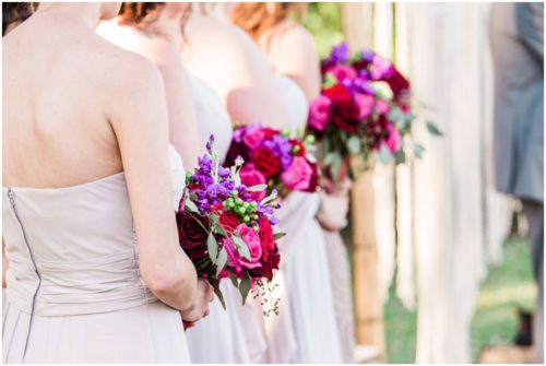 Bridesmaids bouquets during Bellewood Plantation wedding, Vero Beach, Florida