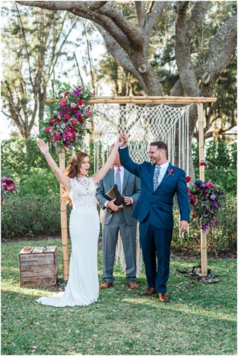 Just married during Bellewood Plantation wedding, Vero Beach, Florida