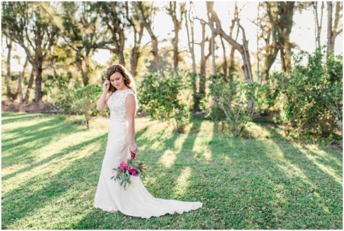Just the bride during Bellewood Plantation wedding, Vero Beach, Florida