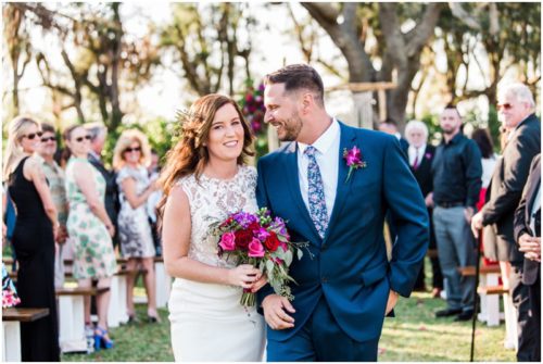 Couple just married during Bellewood Plantation wedding, Vero Beach, Florida