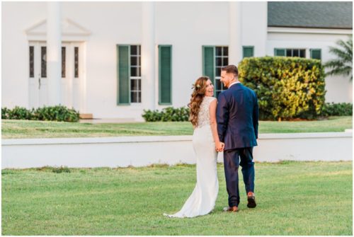 bride and groom during Bellewood Plantation wedding, Vero Beach, Florida
