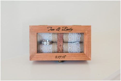 box of rings during Bellewood Plantation wedding, Vero Beach, Florida