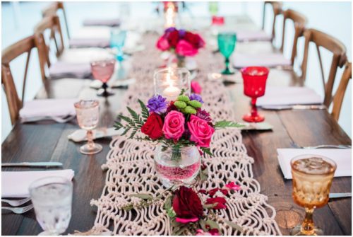 Purple and pink vibrant details during Bellewood Plantation wedding, Vero Beach, Florida