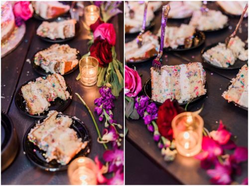 Funfetti cake pieces during Bellewood Plantation wedding, Vero Beach, Florida