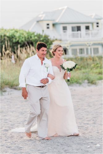 Dad walking bride down the aisle Cocoa Beach Wedding