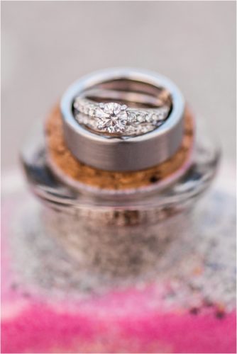 Wedding rings on the sand bottle Cocoa Beach Wedding