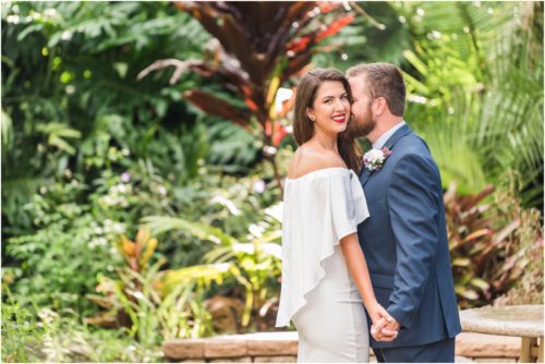 bride and groom laughing at Florida Tech Botanical Gardens Wedding