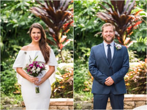 Bride and Groom at Florida Tech Botanical Gardens Wedding