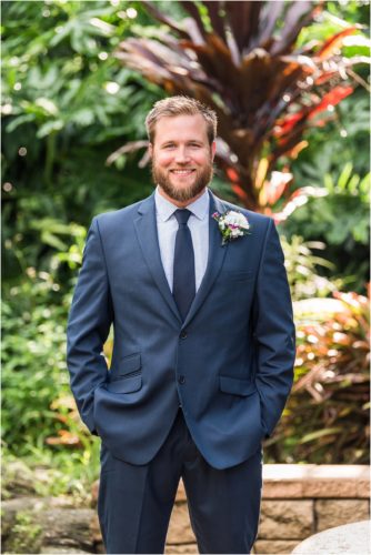 Groom at Florida Tech Botanical Gardens Wedding
