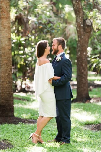 Couple in the woods at Florida Tech Botanical Garden Wedding
