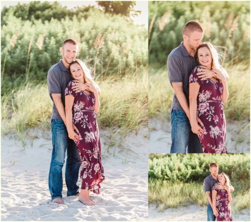 Couple on beach Melbourne Florida engagement photographer