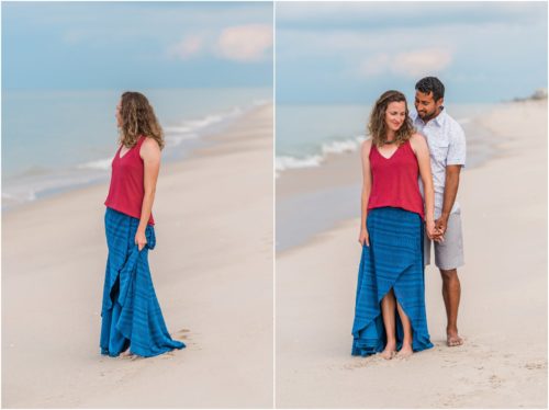 Couple on beach Melbourne Beach Engagement Photography