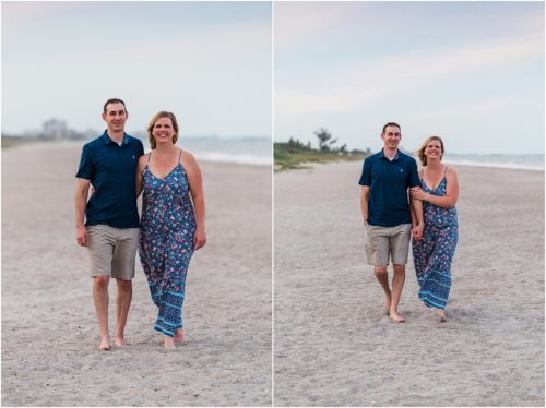 Just mom and dad on the beach during Family Beach Portraits in Melbourne Beach, Florida