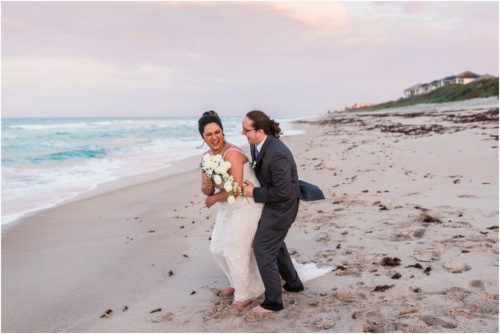 Bride and groom Melbourne Beach elopement