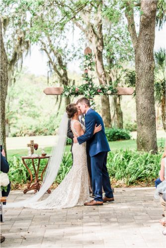 First kiss Up The Creek Farms Wedding Photography