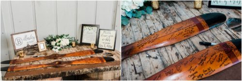 Guest book made of propellers Up The Creek Farms Wedding Photography