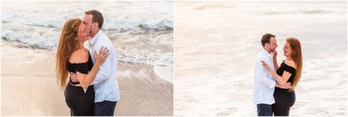 couple by ocean just after proposal Melbourne Proposal Photographer