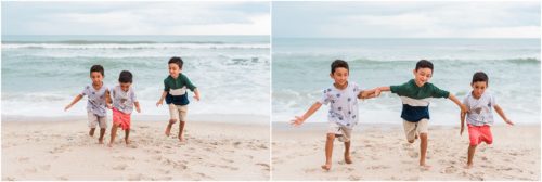 Three boys running on the sand Kids running around parents with Melbourne Beach Photographer Liz Cowie