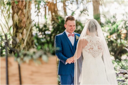 First look under the Oak Trees at Up the Creek Farms Melbourne Wedding Photographer