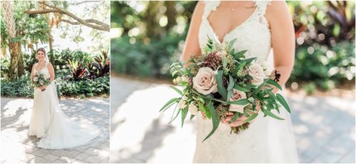 Bride with blush flowers at Up the Creek Farms Melbourne Wedding Photographer