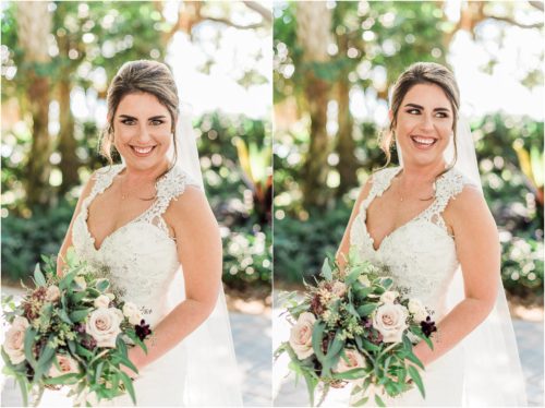 Bride with blush flowers at Up the Creek Farms Melbourne Wedding Photographer