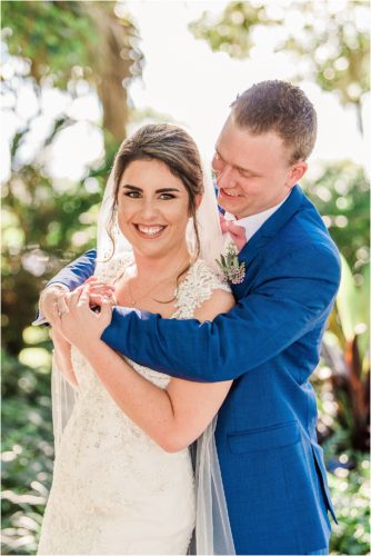 Bride and groom smiling at Up the Creek Farms Melbourne Wedding Photographer