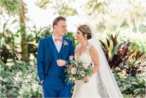 Bride and groom smiling at Up the Creek Farms Melbourne Wedding Photographer