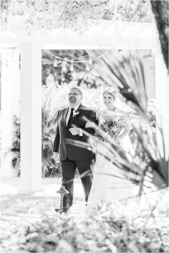 Bride with her dad walking her down the aisle at Up the Creek Farms Melbourne Wedding Photographer