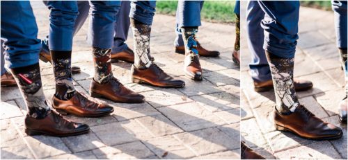 Starwars themed socks for the groom at Up the Creek Farms Melbourne Wedding Photographer