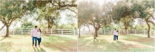 Couple walking together on grounds during Up the Creek Farms Engagement photography