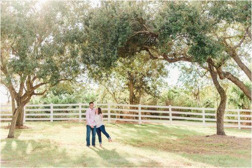 Couple laughing during Up the Creek Farms Engagement photography