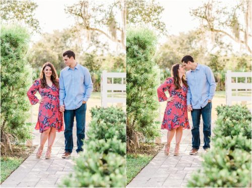 Couple on path during Up the Creek Farms Engagement photography