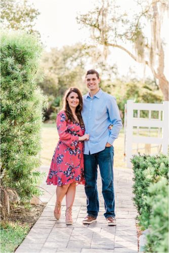 Couple on path during Up the Creek Farms Engagement photography