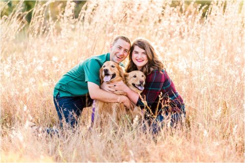 Happy couple in field with glowing grass Melbourne Florida Family Photography