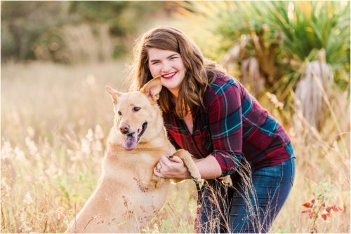 A girl and her dog in a field Melbourne Florida Family Photography