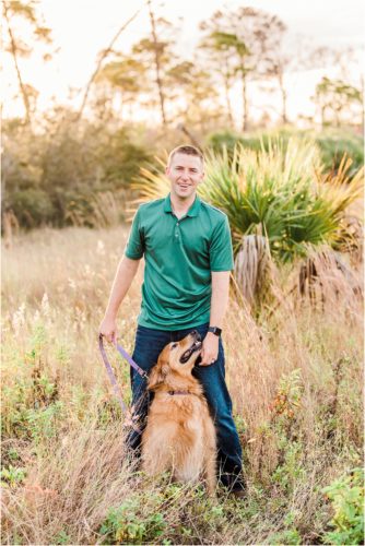 A man and his golden retriever Melbourne Florida Family Photography