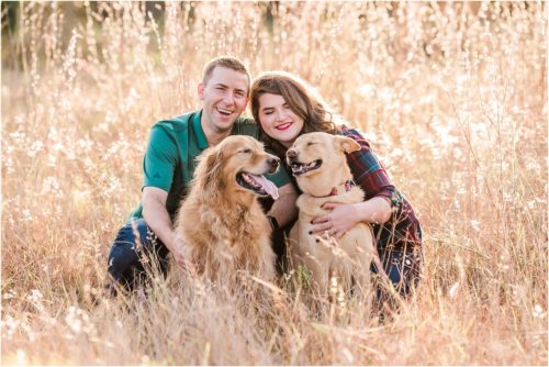 Couple in field with happy dogs Melbourne Florida Family Photography