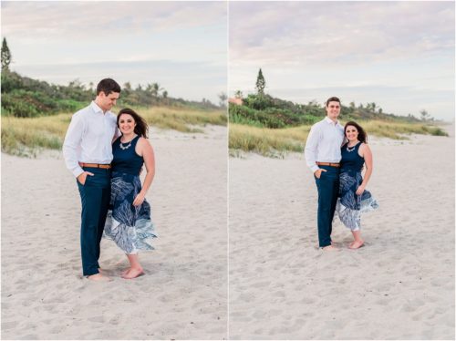Bride and groom on beach