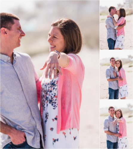Girl in pink sweater showing off ring during a Florida Beach Proposal
