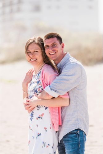couple hugging during a Florida Beach Proposal