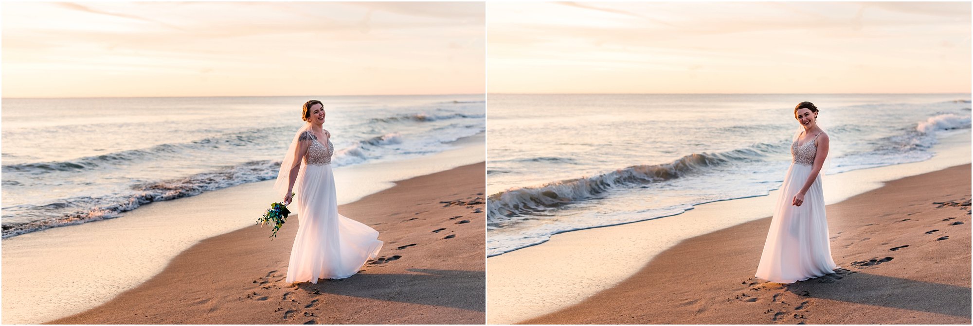 Bride spinning during Cocoa Beach Sunrise Wedding