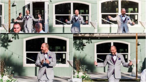 Groom dancing down the isle at Banyan Estate Wedding